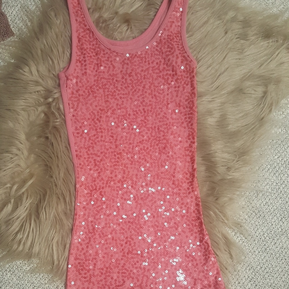 Vanity pink sequin tank top